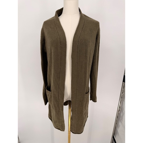 Barefoot Dreams Sweaters - Barefoot Dreams CozyChic Lite Cardigan Olive Green‎ Open Front Pockets M